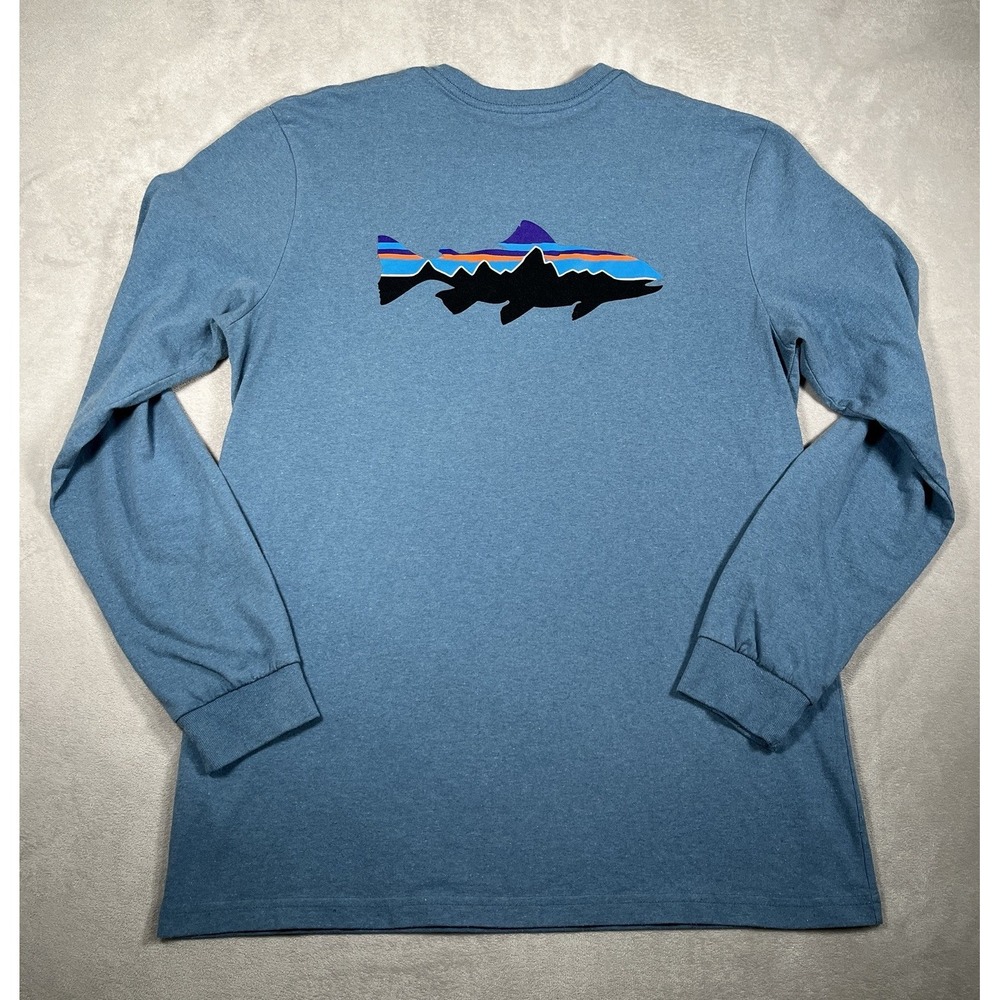 Patagonia Responsibili-Tee Long Sleeve Pocket T-Shirt Men Medium Fitz Roy Trout